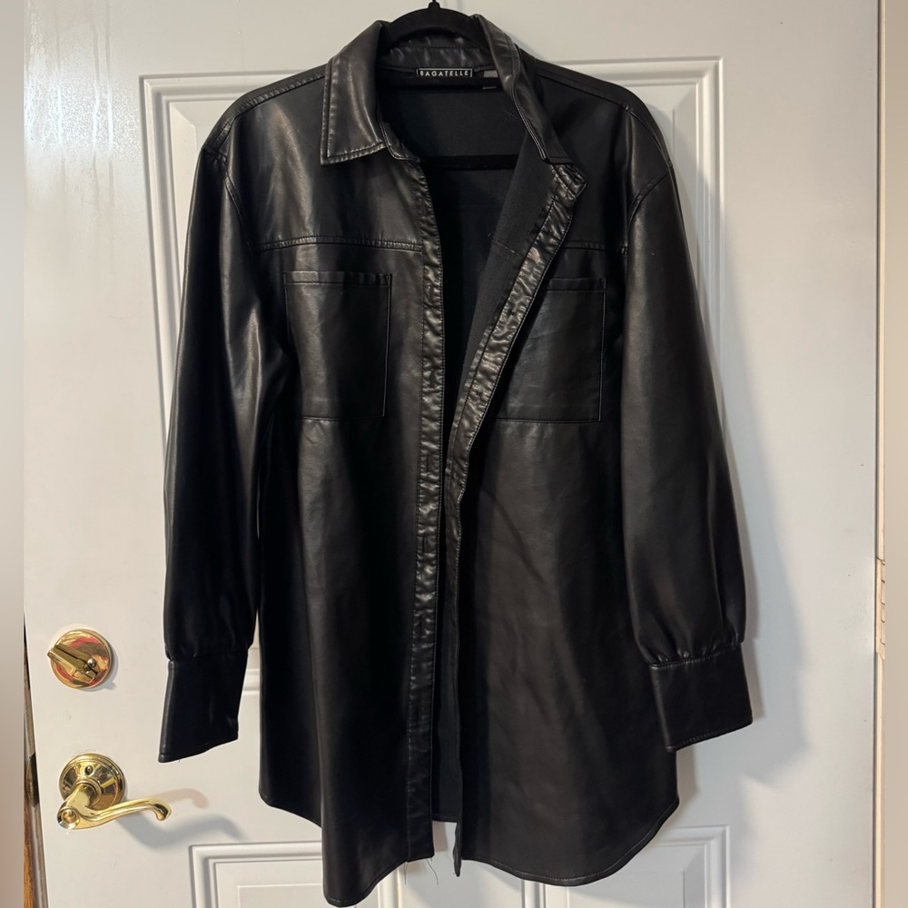 Bagatelle Black Leather Shirt Jacket